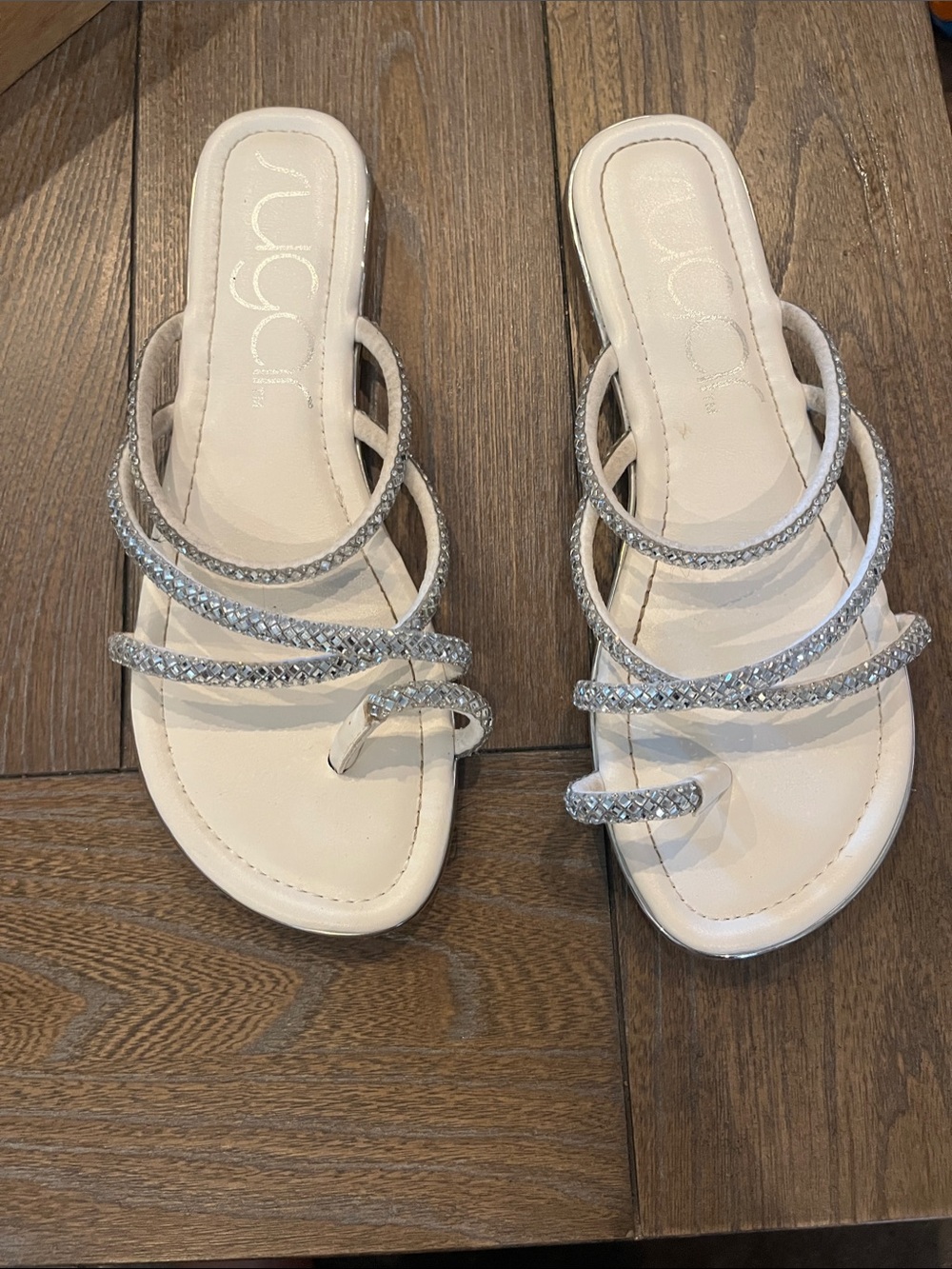 White/ silver rhinestone-Embellished Sandal